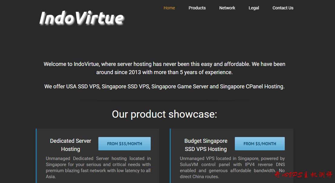 IndoVirtue：.5/月-E3-1230v2/16GB/2TB/100M 不限流量/新加坡机房