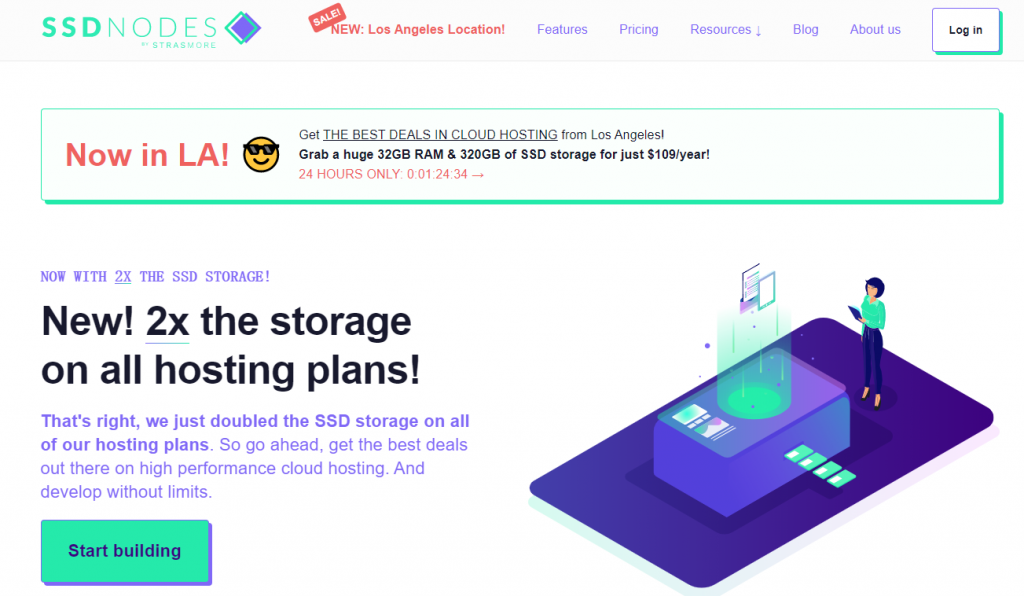 #便宜#SSDNODES：6 核/24G/240G SSD/24TB/1Gbps/洛杉矶/年付$99