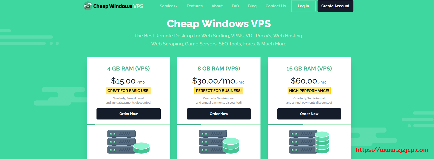 CheapWindowsVPS：/月 KVM-4GB 内存,50G SSD 硬盘,1Gbps 不限流量,9 个机房