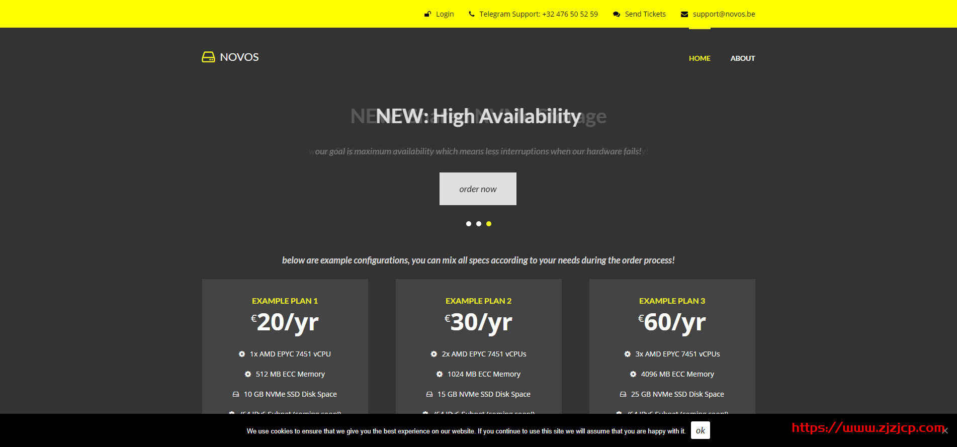 NOVOS：€2/月/512MB 内存/10GB NVMe 空间/256GB 流量/1Gbps 端口/DDOS/KVM/比利时