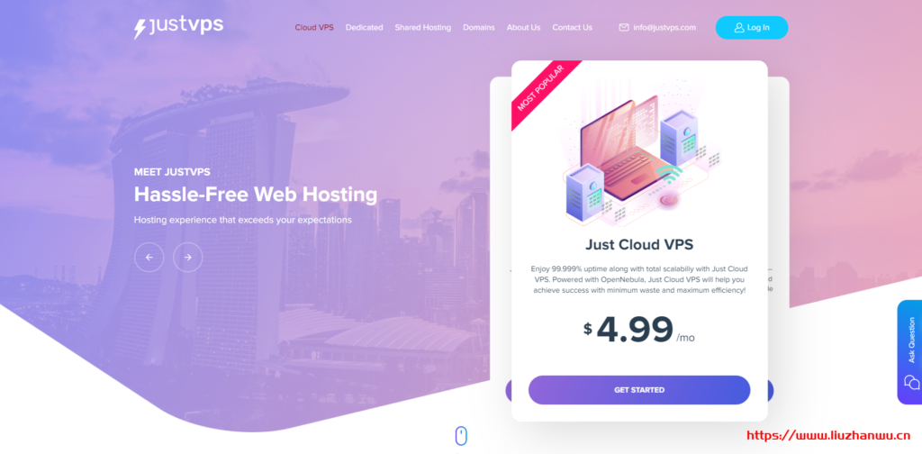 JustVPS：$3.74/月/1GB 内存/25GB SSD 空间/1TB 流量/100Mbps 端口/KVM/新加坡机房