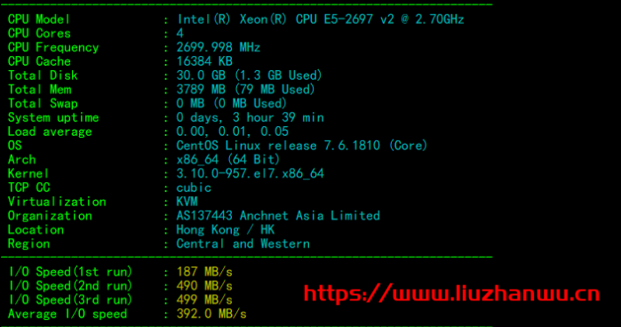 弘速云：香港 100G 大盘鸡，2 核/2G/100G 硬盘/15M 带宽首月 13 元，简单测评
