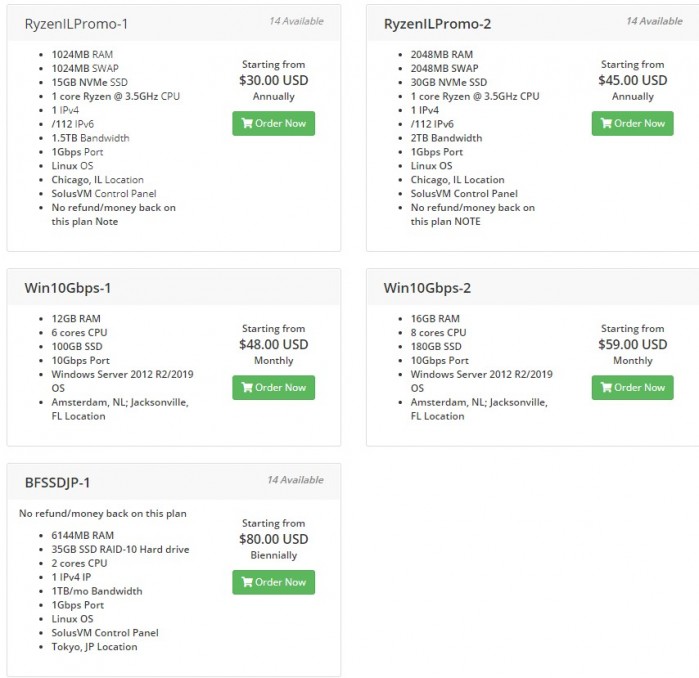 GreenCloudVPS：/2 年/2 核/6GB 内存/35GB SSD 空间/1TB 流量/1Gbps 端口/KVM/日本东京/美国/荷兰