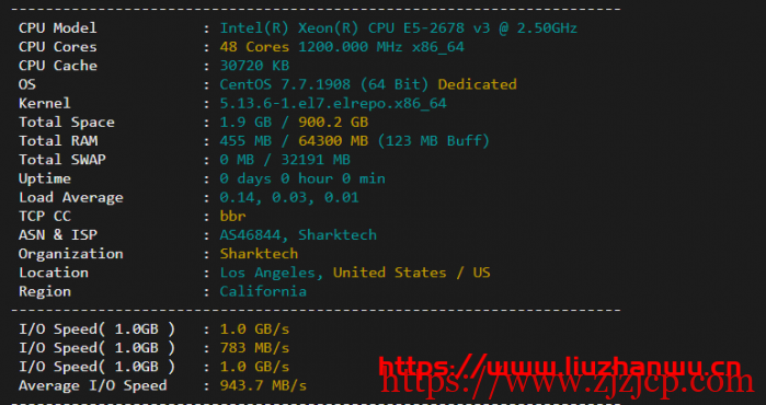 Sharktech:9/月/2*E5-2678v3/64GB 内存/1TB NVMe 硬盘/不限流量/1Gbps-10Gbps 带宽/DDOS/洛杉矶机房简单测评 Sharktech:9/月/2*E5-2678v3/64GB 内存/1TB NVMe 硬盘/不限流量/1Gbps-10Gbps 带宽/DDOS/洛杉矶机房简单测评