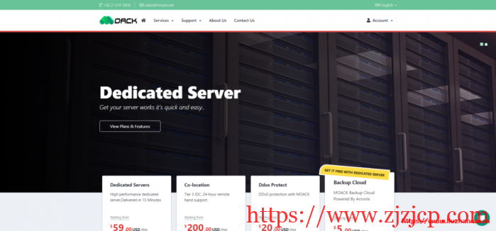 MOACK：韩国服务器/双 E5-2450L/8GB 内存/1T 硬盘/10M 不限流量/$59.00/月
