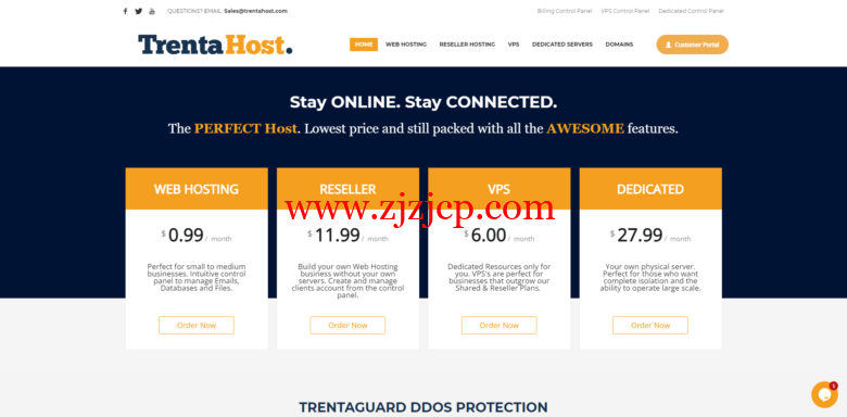 #网一#trentahost：美国便宜 vps5 折优惠，1 核/1G 内存/10G SSD 硬盘/1TB 流量/1G 端口，月付$1.25 起，虚拟主机$0.99/月起