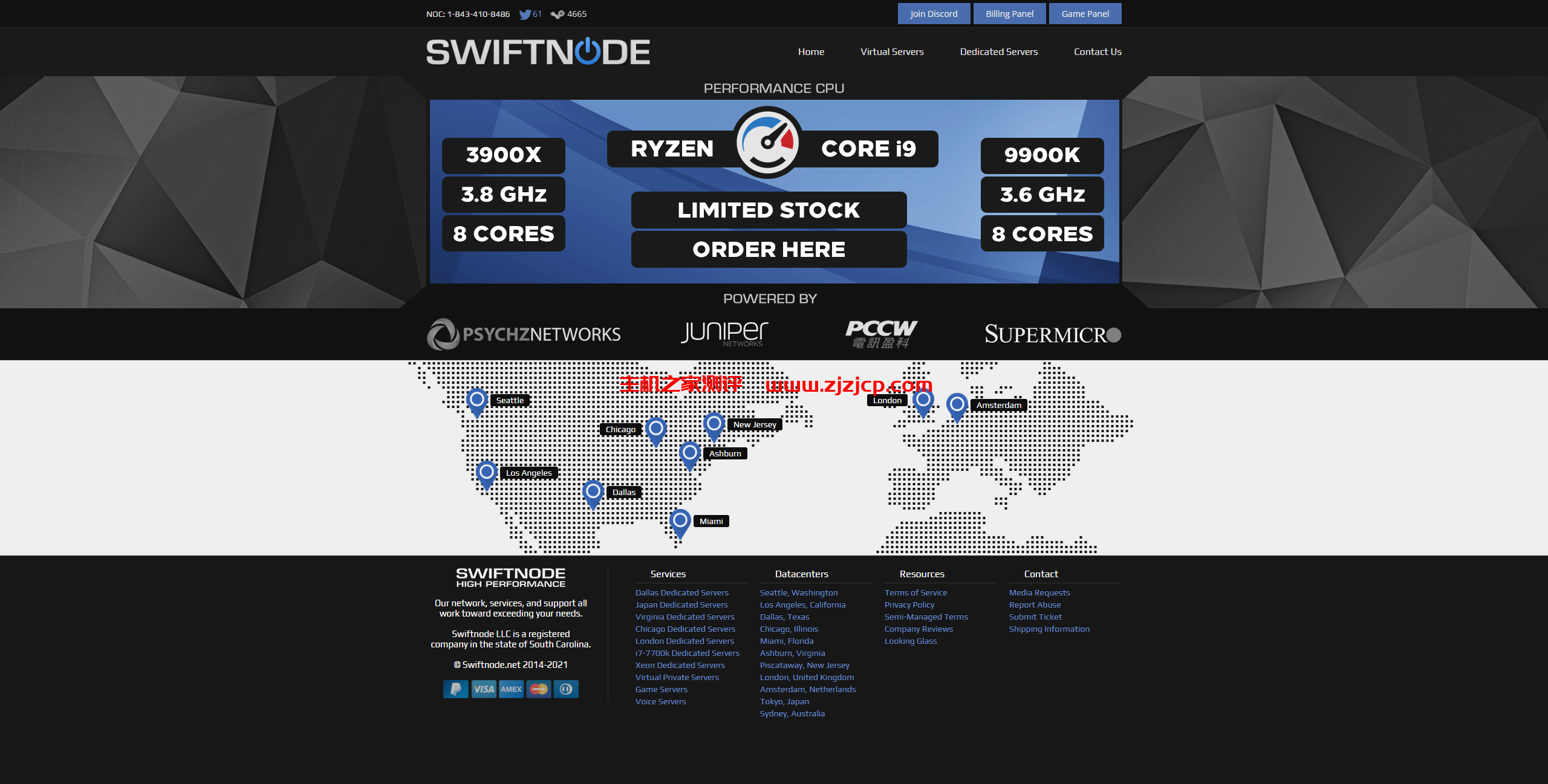 Swiftnode：美国独立服务器，i7-5960X/32GB 内存/500GB SSD 硬盘/15TB 流量/1Gbps 带宽，$99/月起