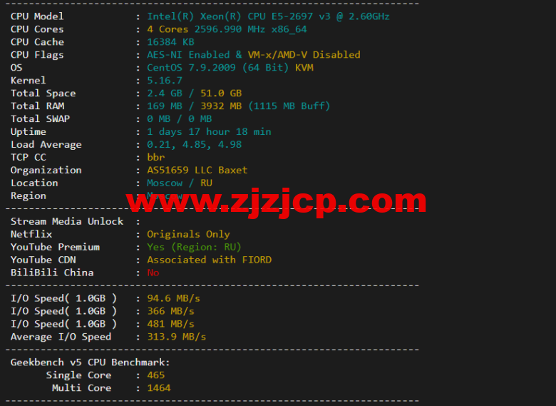 justhost.ru：莫斯科机房 VPS，简单测评