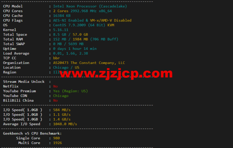 Vultr：芝加哥机房测评 2022：下载速度、速度延迟、路由丢包、性能测评、流媒体解锁等
