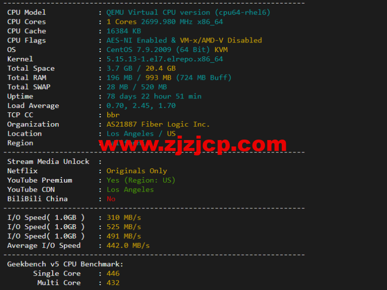 搬瓦工:DC6 CN2 GIA-E 线路,洛杉矶机房简单测评 搬瓦工:DC6 CN2 GIA-E 线路,洛杉矶机房简单测评