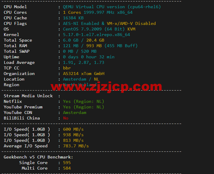 搬瓦工：荷兰阿姆斯特丹 EUNL_9 机房联通高端路线 AS9929/AS10099，简单测评