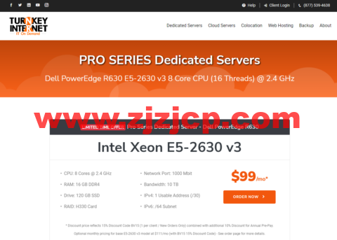 TurnkeyInternet：美国便宜独立服务器，E5-2630 v3/120GB 固态硬盘/10TB 流量/1Gbps 带宽，/月，30 天退款保证