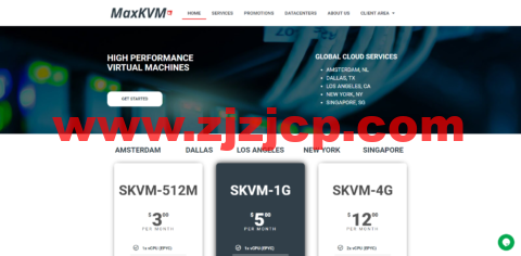 MaxKVM：AMD EPYC 7702p *1 核 /1GB 内存/30GB NVMe 硬盘/1TB 流量/10Gbps 带宽，$2.49/月起，可选新加坡/洛杉矶/达拉斯/纽约/荷兰机房