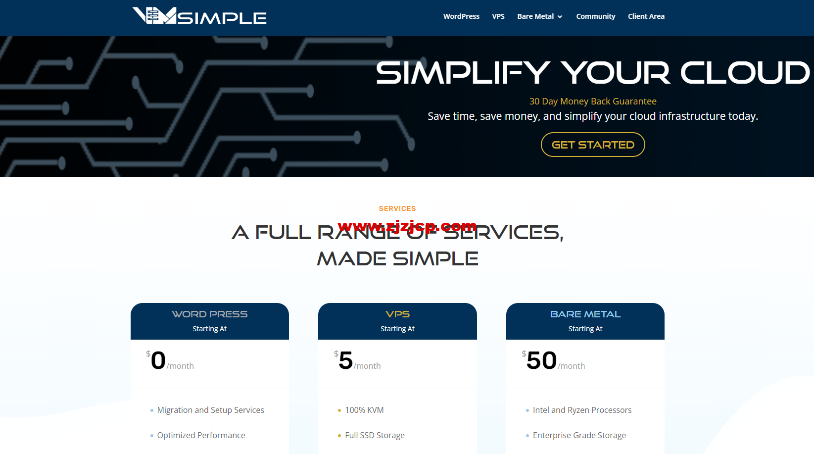 VM Simple：5 折优惠，1 核/1GB 内存/10GB SSD 硬盘/不限流量/1Gbps 带宽，$2.5/月起，可选多 IP