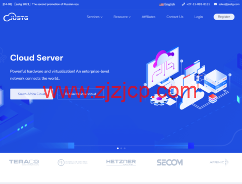 JUSTG：南非 cn2 gia vps，1 核/512M 内存/10G SSD 硬盘/500G 流量/500Mbps 带宽，月付.99，年付.99