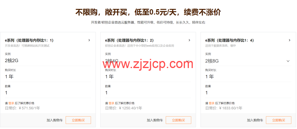 阿里云：新上无忧 e 系列服务器，新老用户均 182.04 元/年，续费原价不涨价