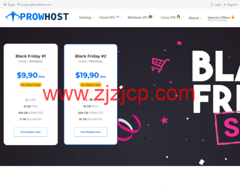 #Black Friday 2023#ProwHost：美国堪萨斯机房 vps，2 核/8GB 内存/100G NVMe/5TB 流量/1Gbps 带宽，$9.9/月起