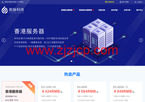 数脉科技：香港 E3-1230v2/16G，199 元/月，带宽可选 30Mbps BGP/15Mbps 优质 BGP