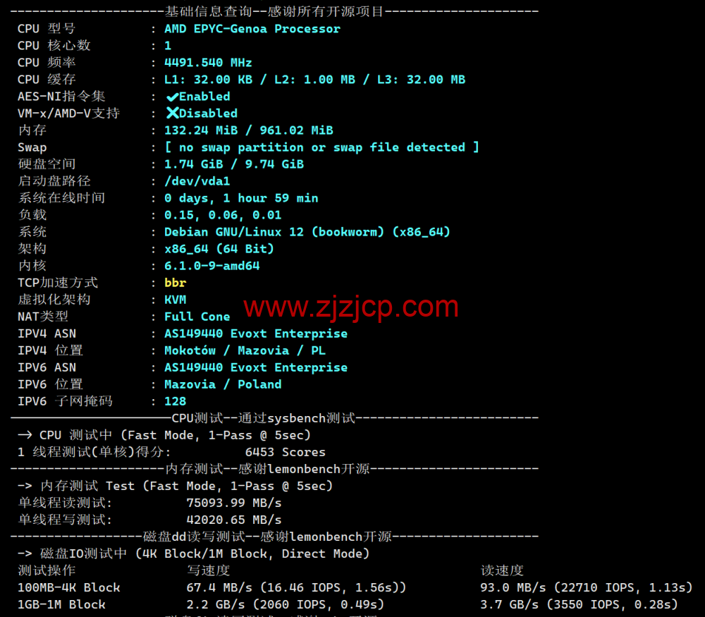 Evoxt：波兰华沙数据中心，1Gbps 带宽，.8/月起，简单测评