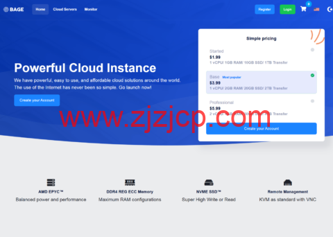 BageVM：盐湖城 vps，AMD Ryzen9 9950X@1 核/1GB/10GB/4TB@1Gbps 带宽，$2/月