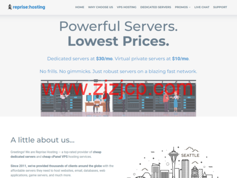 RepriseHosting：西雅图独服，L5640/16G 内存/2*960G SSD/50TB@1Gbps 带宽，$33/月