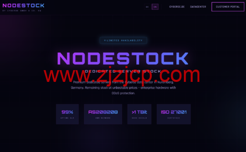 nodestock：德国独立服务器，AMD Ryzen 7 2700X/32GB 内存/960GB NVMe 硬盘/50TB 流量/1Gbsp 端口，€59/月