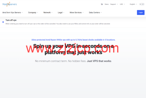 madcityservers：vps 促销，AMD Ryzen@1 核/1GB/100GB NVMe/10Gbps 不限流量， width=
