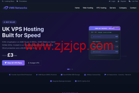 VM6:英国机房 AMD Ryzen VPS 10Gbps 带宽月付 3 英镑起 Intel 系列 £14 / 年起 1 20260512 6a02a273a9938