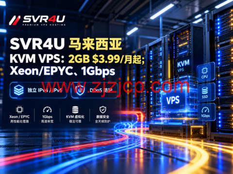 SVR4U 马来西亚 KVM VPS:2GB $3.99/月起,Xeon/EPYC、1Gbps-主机之家测评
